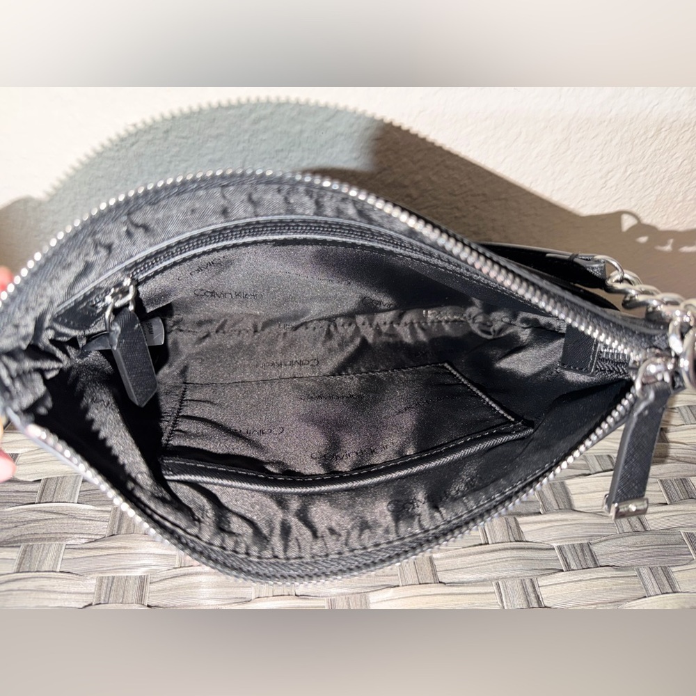 Calvin Klein Black Saffiano Shoulder Bag w/ Chain Strap - Picture 10 of 14